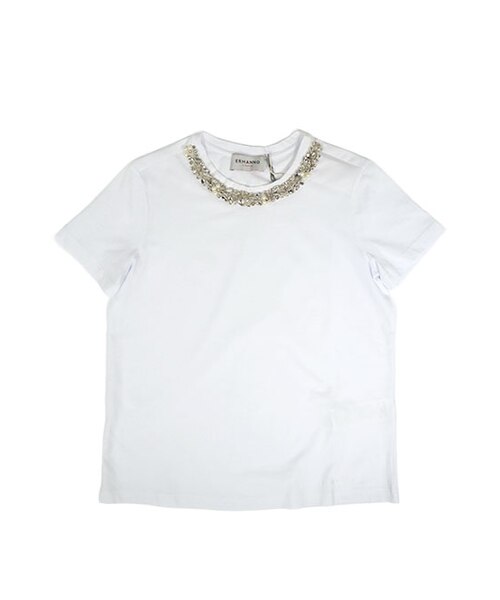 美品エルマンノシェルビーノ半袖ニット 白✖️シルバーMからL ジェルインサート付きTシャツ｜エルマンノシェルヴィーノ・ペセリコの