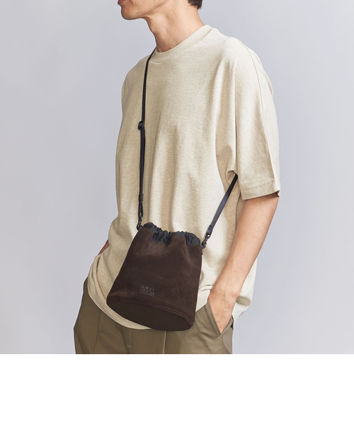 新品 BEAUTY & YOUTH スタンダード レザー パース 巾着 黒 BEAUTY&YOUTH UNITED ARROWS｜スタンダード レザー パース