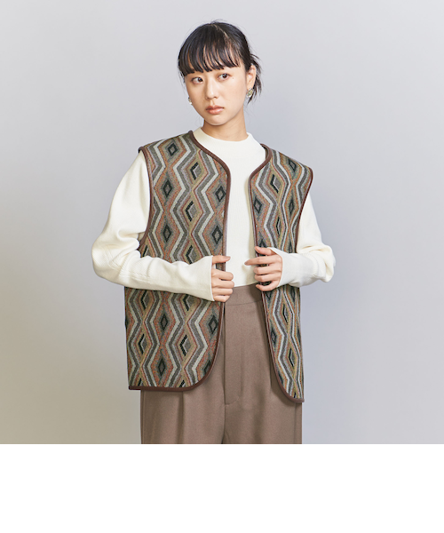 THE RERACS - 美品 ユナイテッドアローズ ザリラクス リバーシブル キルティング ベスト ジャカード＆レザーライク リバーシブル ベスト｜ユナイテッド