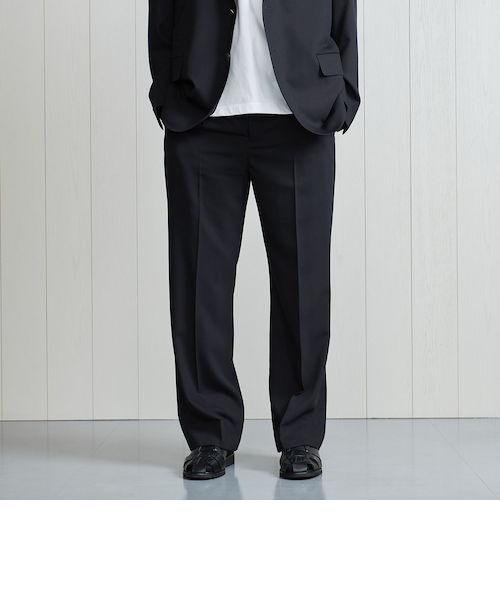 H＞ ウール ツイスト カルゼ ワイド テーパード パンツ｜ユナイテッド