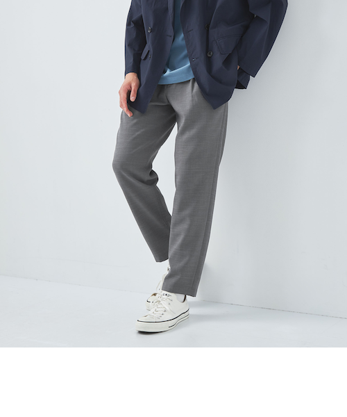 リネンライク 2プリーツ ユーティリティーパンツ 9分丈 イージーパンツ