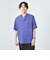 コットンシルクボイル ジャストルーズ バンドカラー シャツ