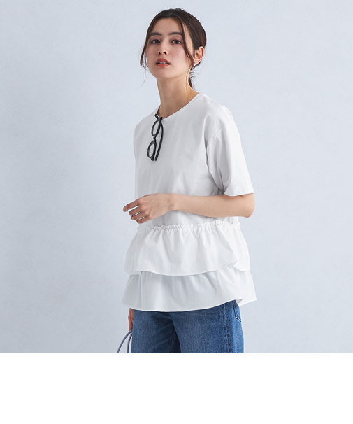 2段 フリル Tシャツ -マシンウォッシャブル・接触冷感・吸水速乾-