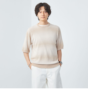 コットン ポリエステル グラデーション 半袖 ニット