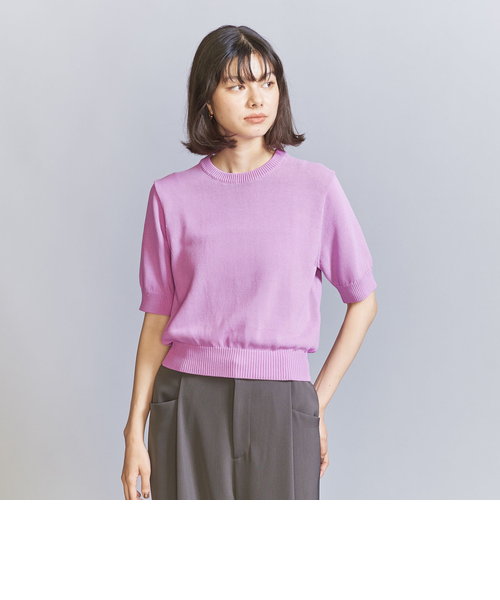 6(ROKU) ＞アルパカウール スリット クルーネック ニット プル