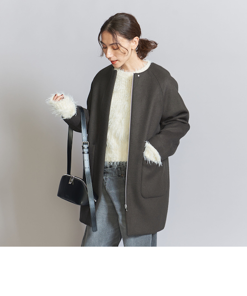 ウールブレンド ノーカラーミドルコート｜ユナイテッドアローズ