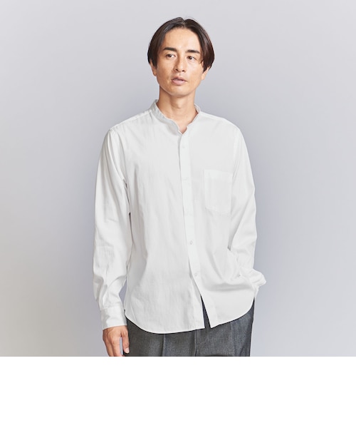 MICA&DEAL】コットンブロード バンドカラーワイドテントシャツ FREE