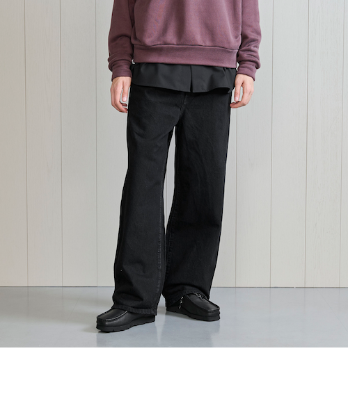 H＞ブラックデニム 1プリーツ バギーパンツ｜ユナイテッドアローズ