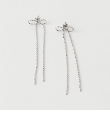 リボン ボールチェーン ピアス