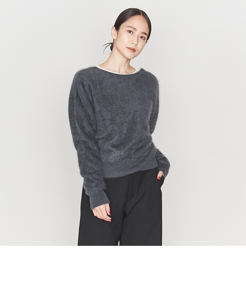 ＜ASTRAET＞カシミヤ 12G ファー クルーネックニット