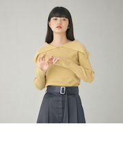 ＜EMMEL REFINES＞EM リブ エリツキ ニットプルオーバー ＆ オフショルダー