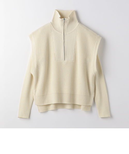 ハーフジップベスト+リブクルーネック ‐ハンドウォッシャブル‐＜A DAY