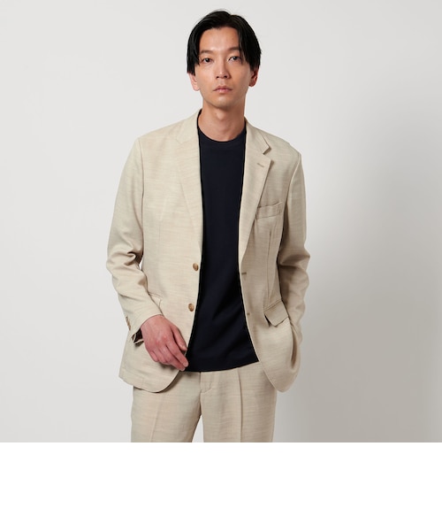 【BEIGE】リネンライク スラブツイル 2ボタンジャケット-セットアップ対応・マシンウォッシャブル-<A DAY IN THE LIFE> リネンライク スラブツイル 2ボタンジャケット-セットアップ対応