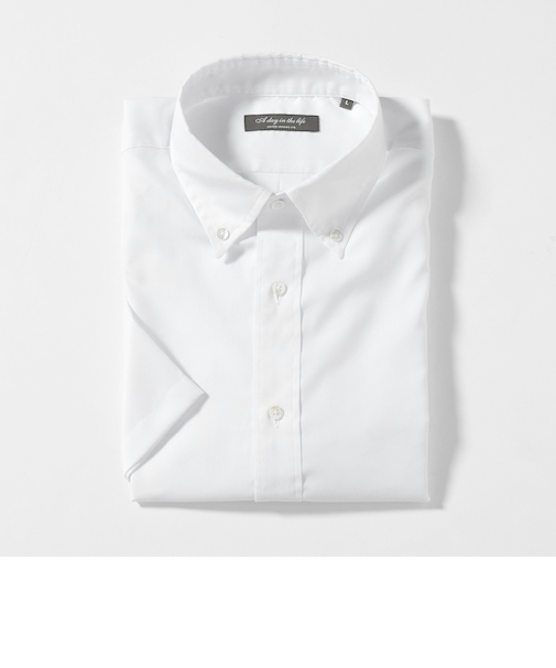 クールマックス クロス ボタンダウン ショートスリーブシャツ-イージーケア・吸水速乾-＜A DAY IN THE LIFE＞