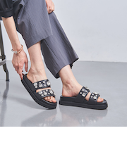 ビジュー 2ベルト スライドサンダル