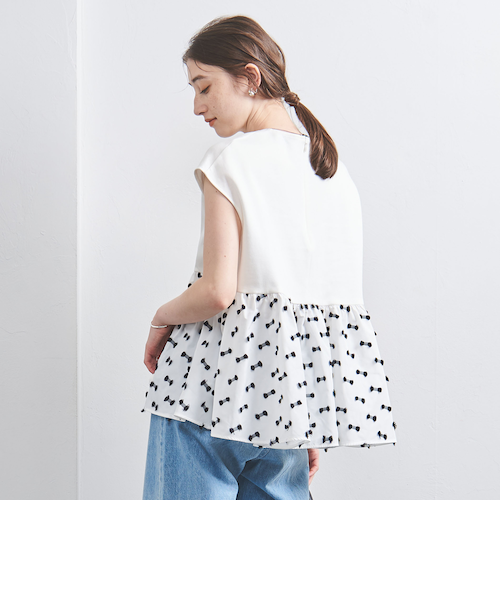 本日のみ！UNITED ARROWS リボン カットジャカードコンビブラウス リボン カットジャカード コンビ ブラウス｜ユナイテッド