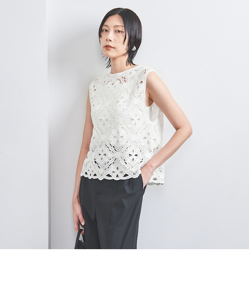 UNITED ARROWSクロッシー エンブロイダリー ノースリーブニット UNITED ARROWS｜クロッシー エンブロイダリー ノースリーブ