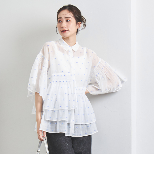 UNITED ARROWS イレギュラーシャーリング ジャカードブラウス 38 イレギュラー シャーリング ジャカードブラウス 6SL