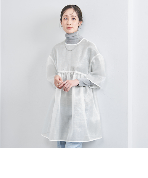 マーガレットカットジャカード ウエストギャザーブラウス｜トゥモロ