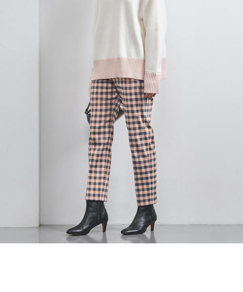 【大きいサイズ】ユナイテッドアローズ　シャイニー ギンガムチェック スリムパンツ シャイニーギンガムチェック スリムパンツ｜ユナイテッド