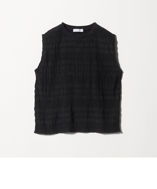 シャーリング ノースリーブ ブラウス＜A DAY IN THE LIFE＞