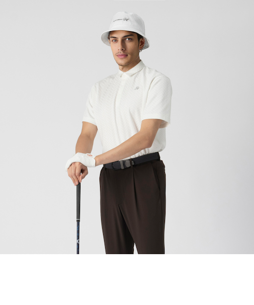 メンズ ヘリンボーン ポロシャツ