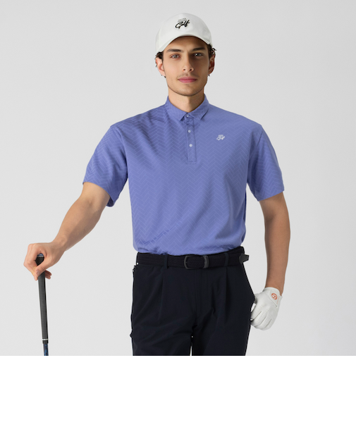 メンズ ヘリンボーン ポロシャツ