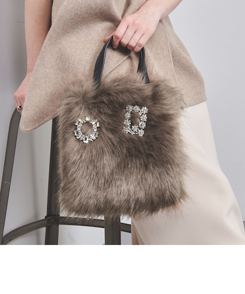 ビジューブローチ フェイクファー トートバッグ｜ユナイテッドアローズ