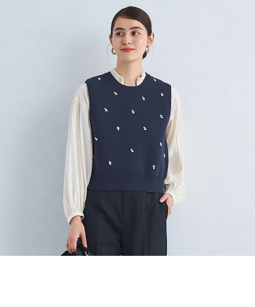 ユナイテッドアローズ　マルチビジューニットベスト　ブラック UNITED ARROWS LTD. OUTLET｜マルチビジュー ニットベスト