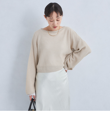 メッシュ クロップド 2WAY プルオーバー ニット -ウォッシャブル-