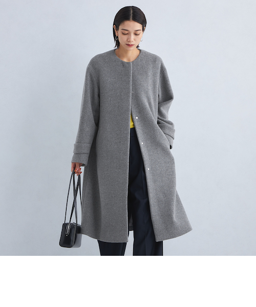 【MARNI】ノーカラーコート　ライトコート　フレアシルエット　Aライン　38 size SHORT/TALLあり］SENTDALE WOOL セントデールウール ノー