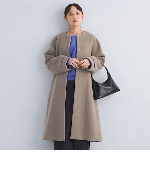 新品同様★SENTDALE WOOL セントデールウール ノーカラーミドルコート SENTDALE WOOL セントデールウール ノーカラー ミドル コート