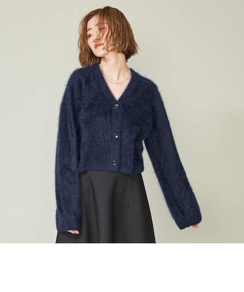 カシミヤ ファー カーディガン Vネック conte＞カシミヤ ファー Vネックカーディガン｜ユナイテッド