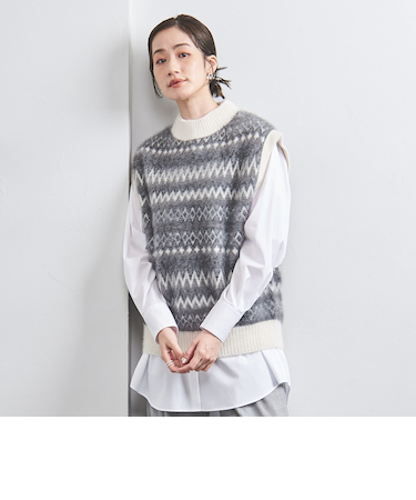 フォックスカシミヤ ジャカード ニットベスト