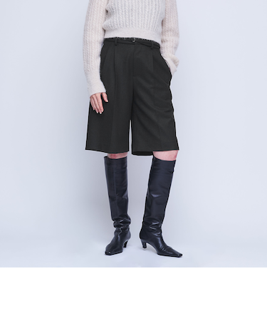 ＜AEWEN MATOPH＞ヘリンボーン ベルトショートパンツ