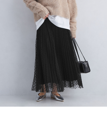［size SHORT/TALLあり］2WAY チュール ドット プリーツ スカート