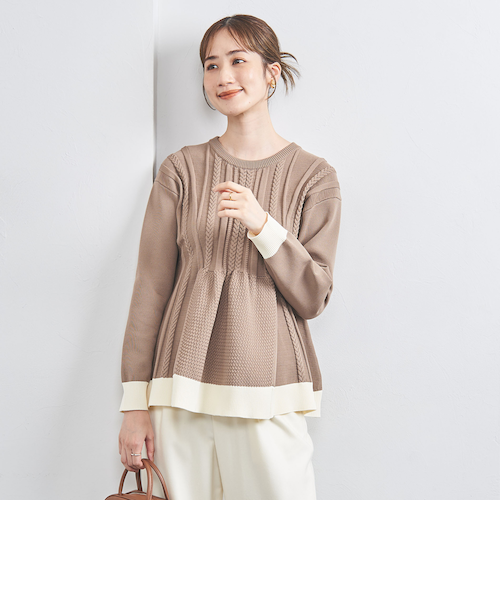 ケーブル ペプラム ロングスリーブ ニット｜ユナイテッドアローズ