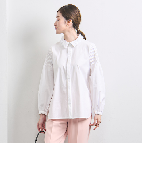 ユナイテッドアローズ 現行品 チュールカラー 2WAY ブラウス ピンク UNITED ARROWS - 【LT.PINK】チュールカラー 2WAY ブラウスの