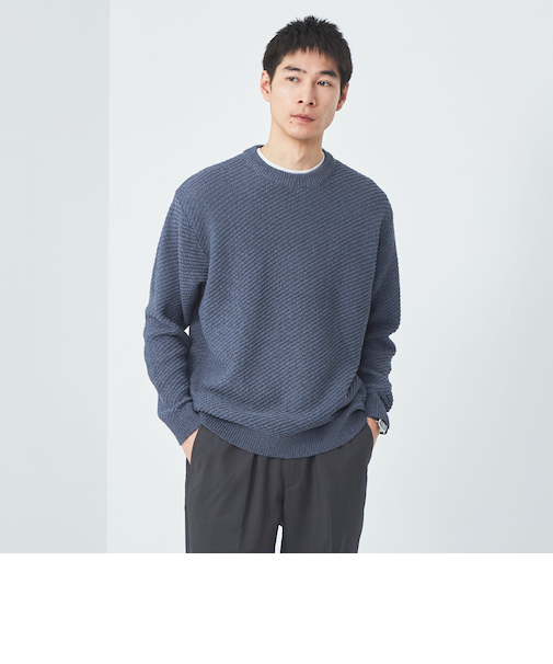 ネットヤーン ツイル クルーネック ニット