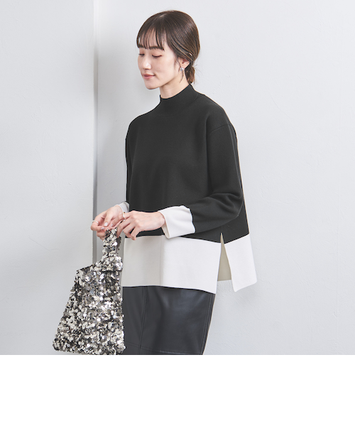 【極美品】ユナイテッドアローズ　ドルマンスリーブ　畦編み　リブニットホワイト 極美品】ユナイテッドアローズ ドルマンスリーブ 畦編み