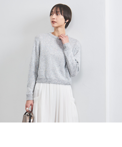 カラースパンコール クルーネック ニット