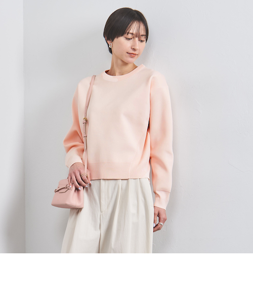 ユナイテッドアローズ　スウェットライクニット　スウェット　ピンク スウェットライク クルーネック ニットプルオーバー｜ユナイテッド