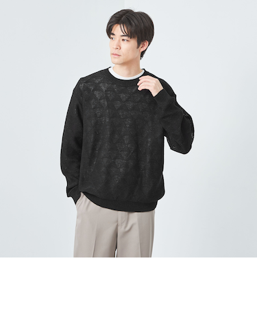 トライアングル パターン クルーネック ニット