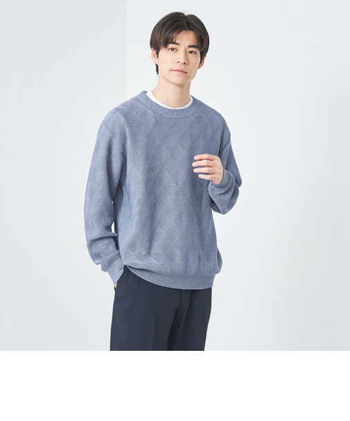 トライアングル パターン クルーネック ニット