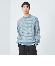 タテトビ ジャカード ボーダークルーネック ニット