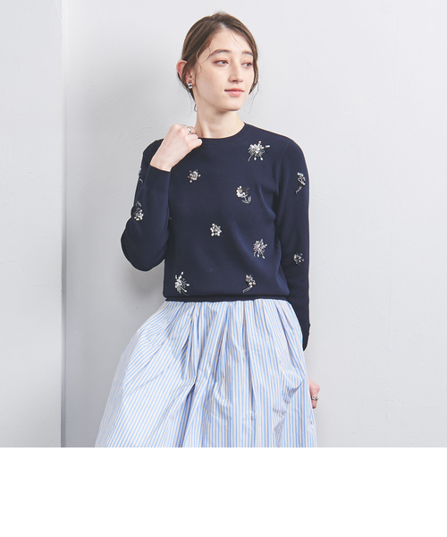 フラワー ビジュー ロングスリーブ ニット｜ユナイテッドアローズ