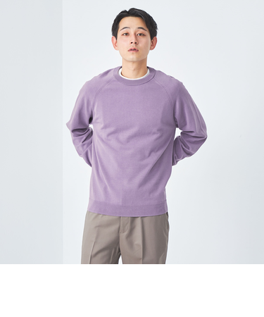 ハイツイスト コットン ラグラン クルーネック ニット