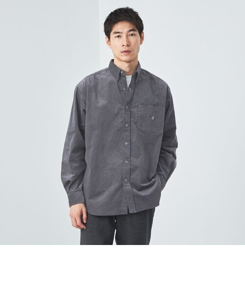 【スペシャル】50s 横畝 ループカラー コーデュロイシャツ ブラック グレー 別注】＜UNIVERSAL OVERALL＞GLR コーデュロイ スナップダウン シャツ