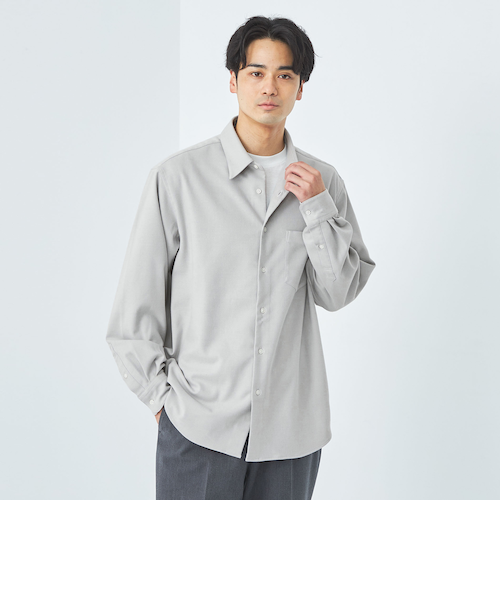 TRフラノ ジャストルーズ レギュラーカラー シャツ -ストレッチ・防