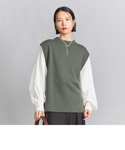 コットンカシミヤミラノリブ ニットベスト -ウォッシャブル-